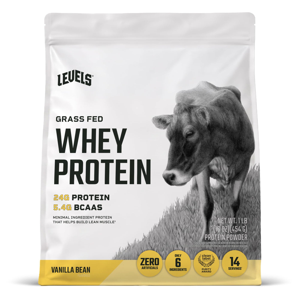 Levels Nutrition frasco frontal mostrando etiqueta limpia y beneficios