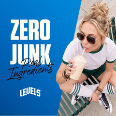 Levels Nutrition en vaso con agua mezcla homogénea y rápida