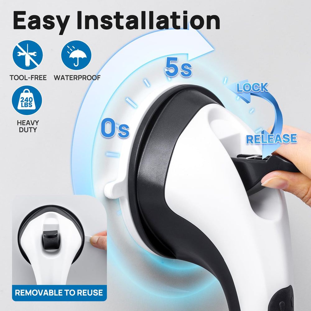 LEVERLOC barra instalada en una ducha mostrando uso y estabilidad para incorporarse