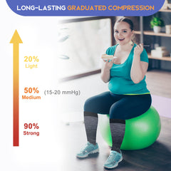 LEVSOX comparación de talla junto a una cinta métrica para elegir pantorrilla correcta