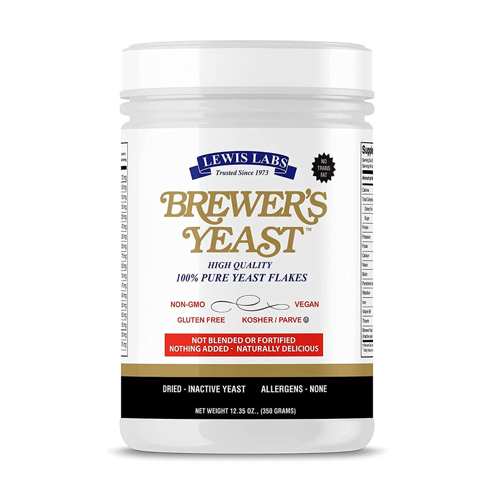Lewis Labs vista frontal del envase mostrando copos puros y beneficio de ingrediente sin aditivos