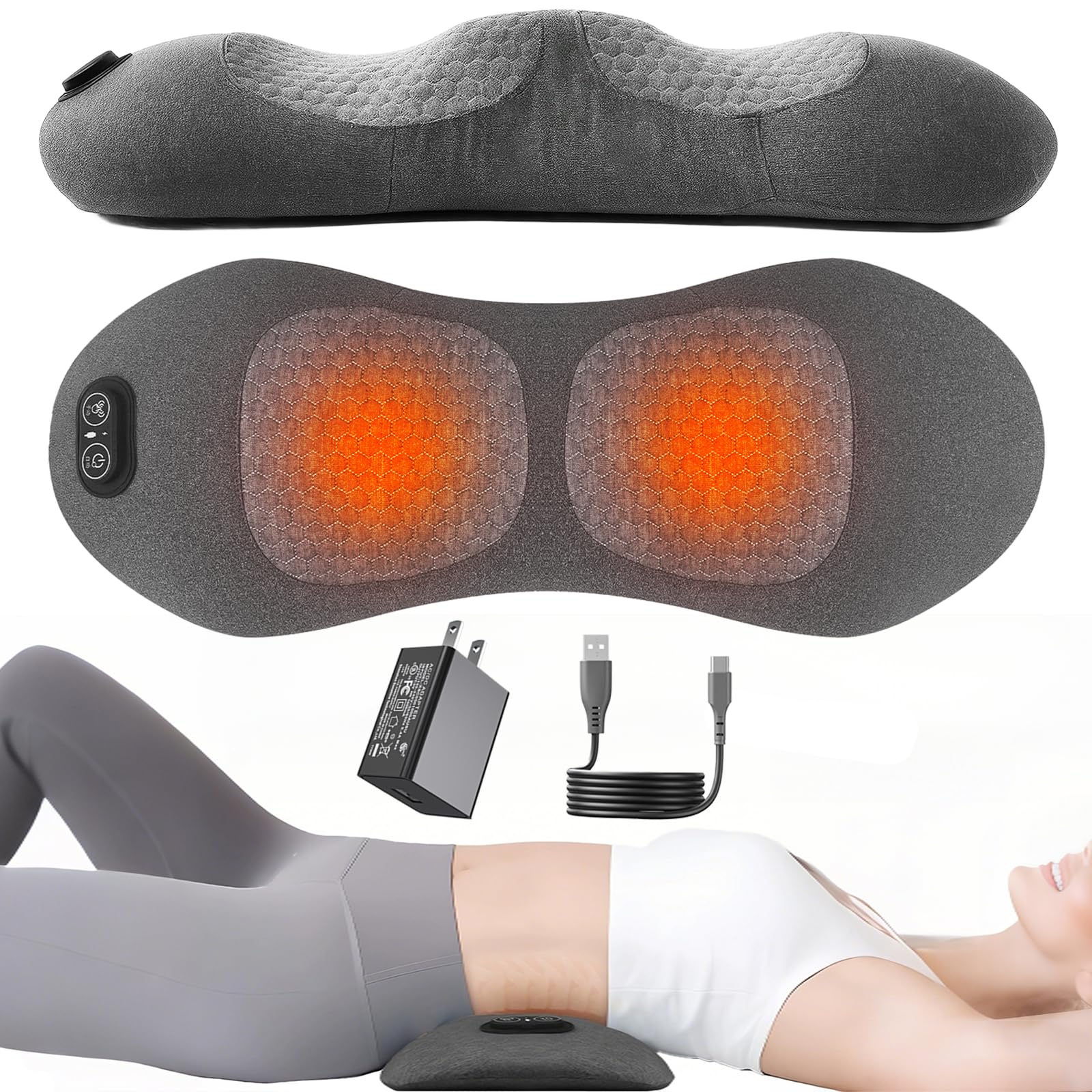 Lewuyoya vista frontal del masajeador lumbar con soporte, comodidad inmediata