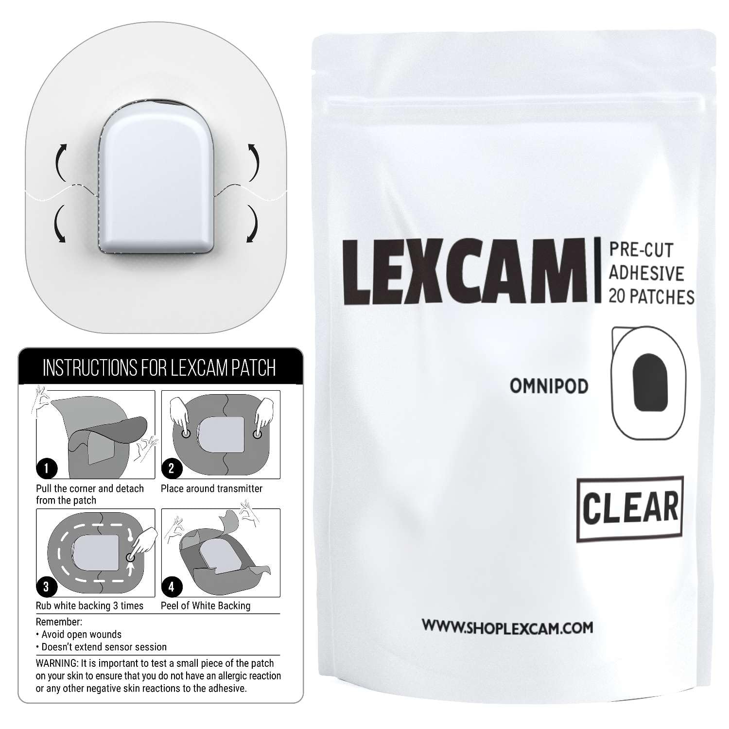 Lexcam parche sobre Omnipod 5 en brazo durante ejercicio provee sujeción
