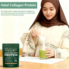 Lexenic etiqueta con sello Halal y detalles de pureza y origen grass-fed
