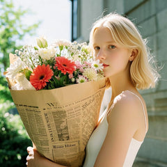 LeZakaa papel envuelto en bouquet realza colores y presentación