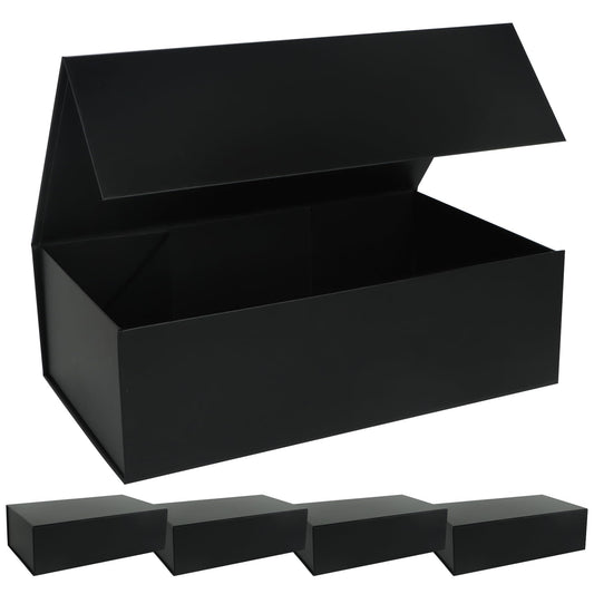 LFBOX vista frontal de caja negra con tapa magnética, presenta bien regalos