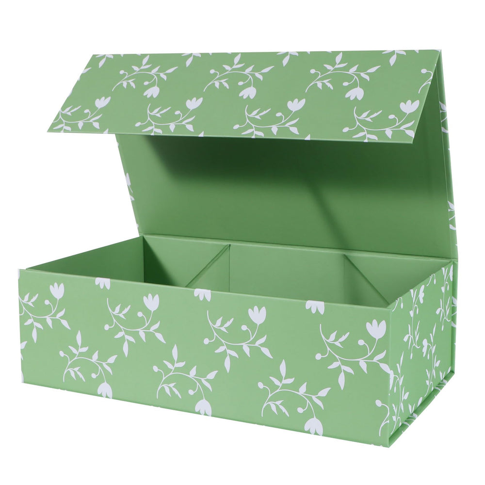 LFBOX caja frontal con diseño hojas verdes que realza regalos