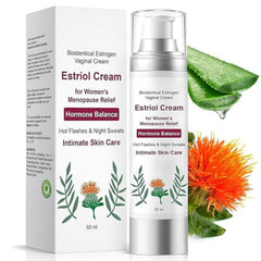 Libiti crema estriol frontal mostrando tubo y medida para uso íntimo