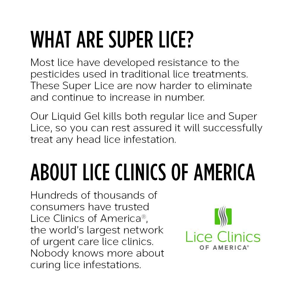 Lice Clinics of America comparación de tamaño del envase para referencia