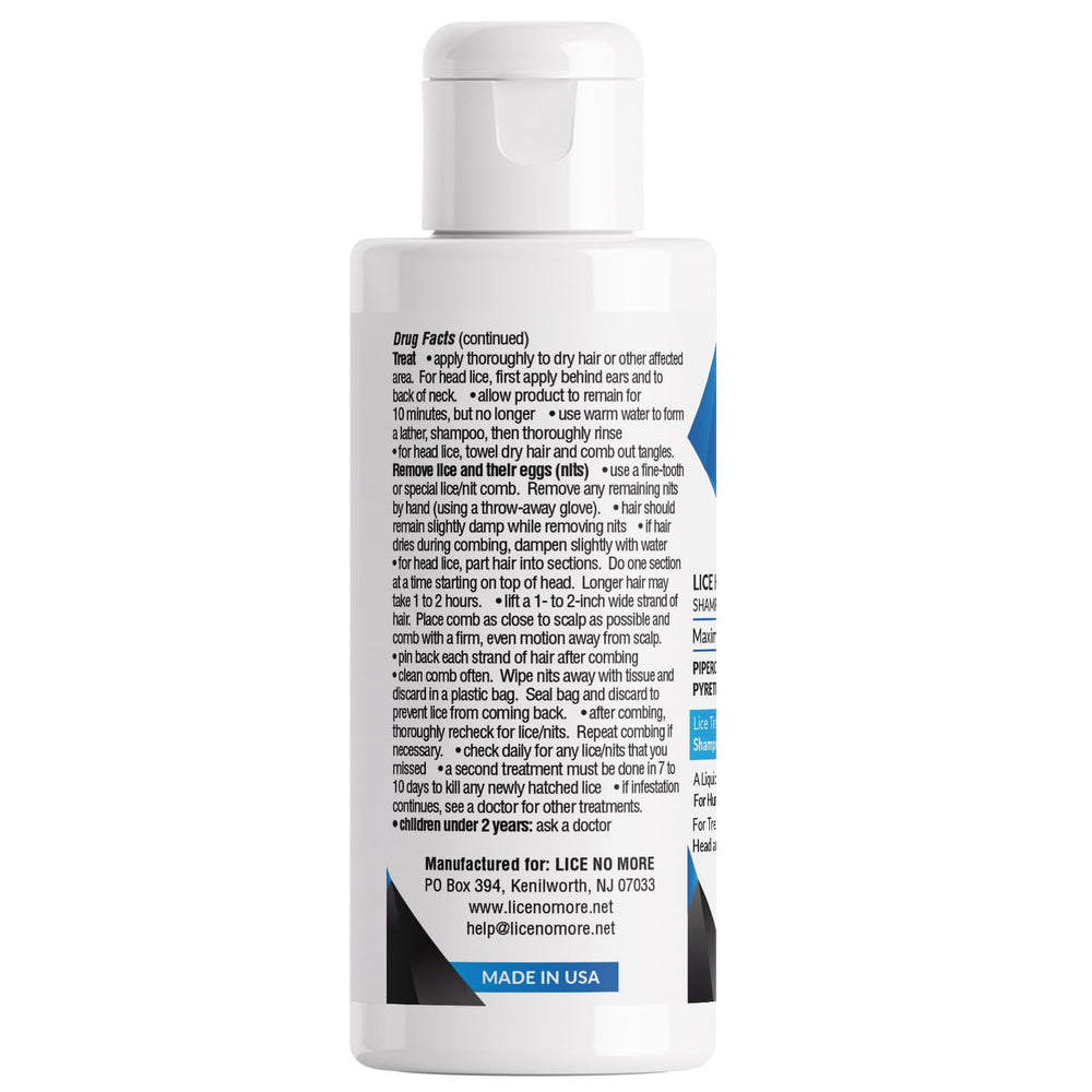 Lice No More etiqueta informativa con instrucciones claras y componentes
