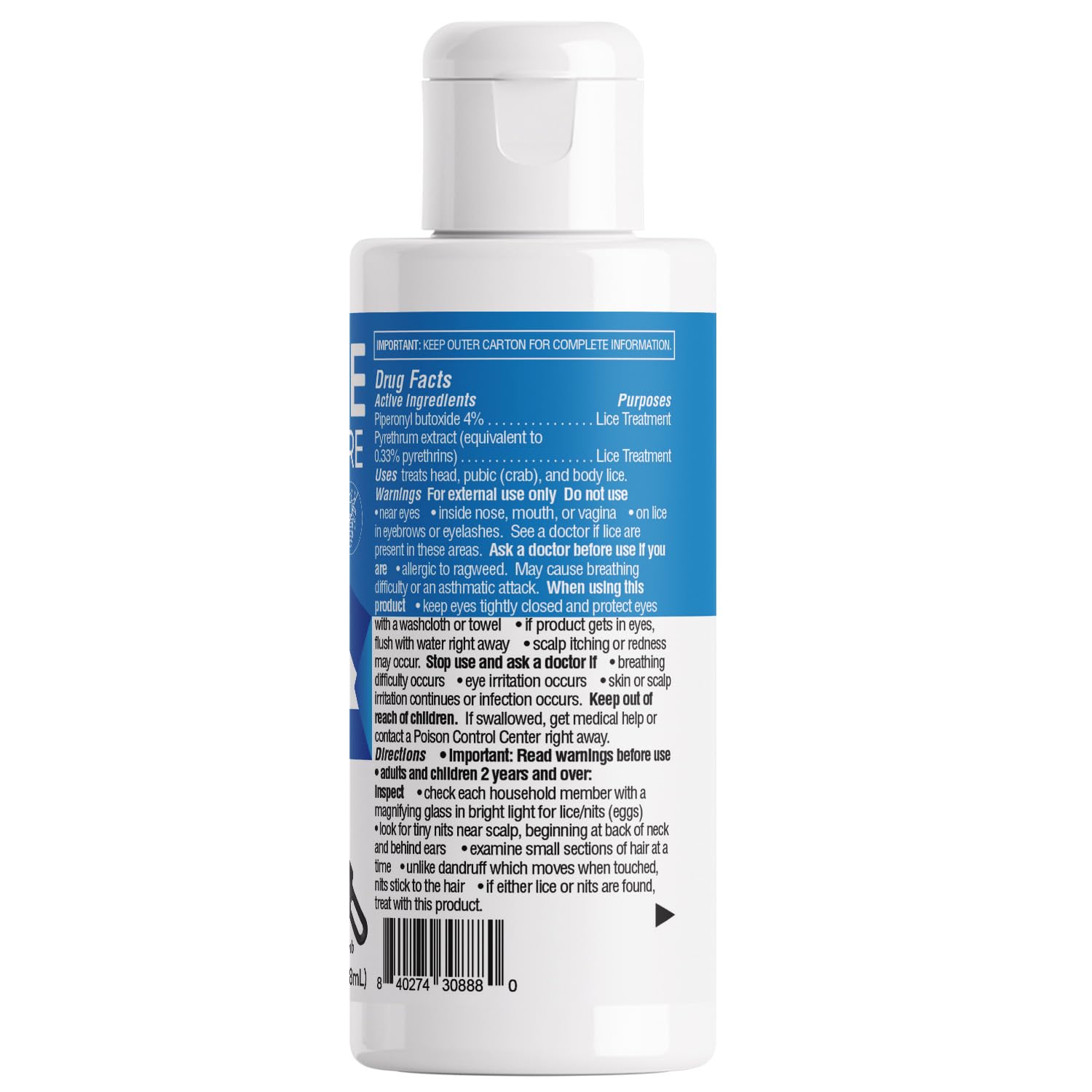 Lice No More botella junto a objeto cotidiano para comparar tamaño compacto