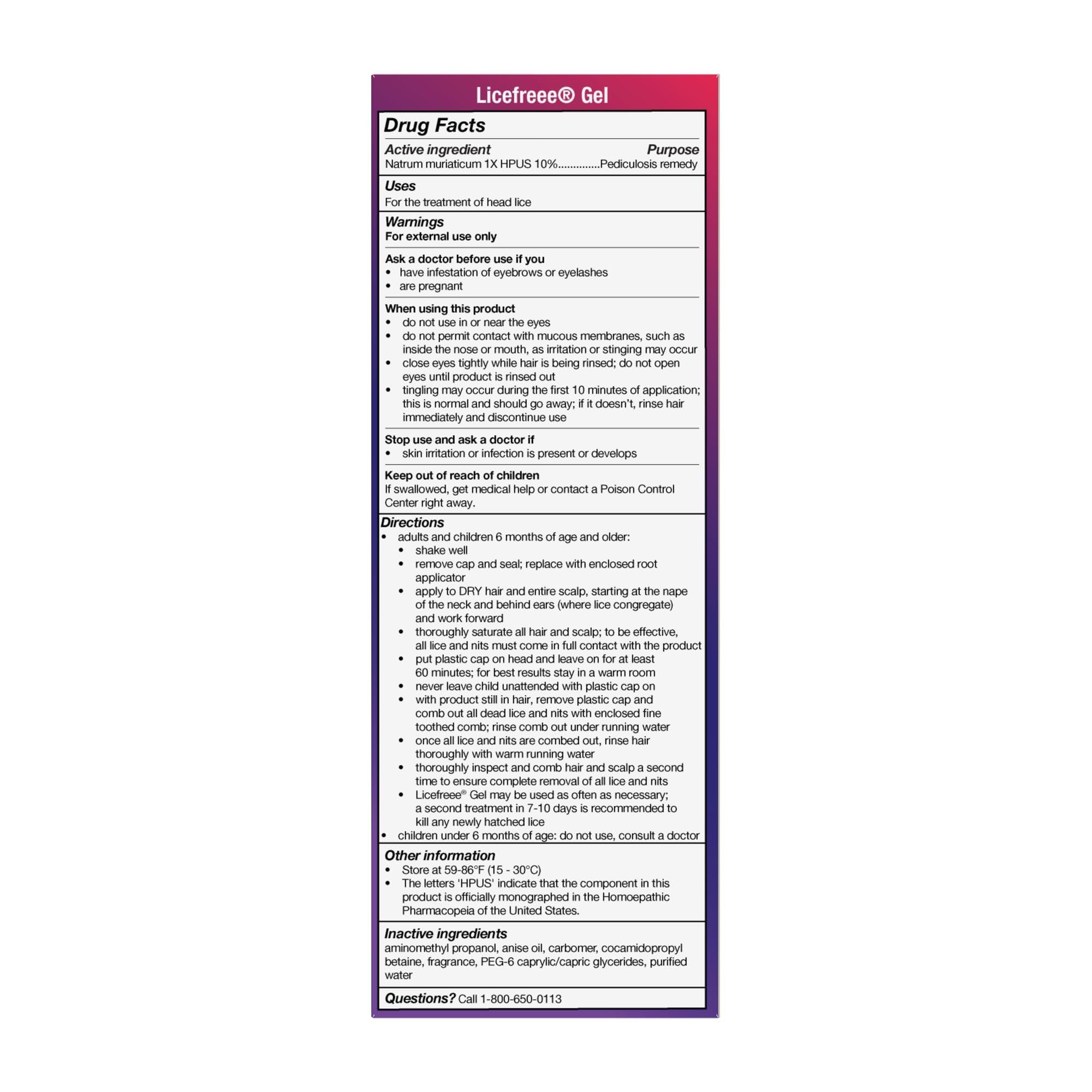 Licefreee etiqueta con instrucciones visibles para uso seguro y sencillo