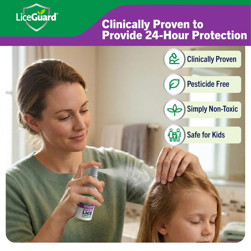 LiceGuard pulverizando en niña para prevención durante actividades