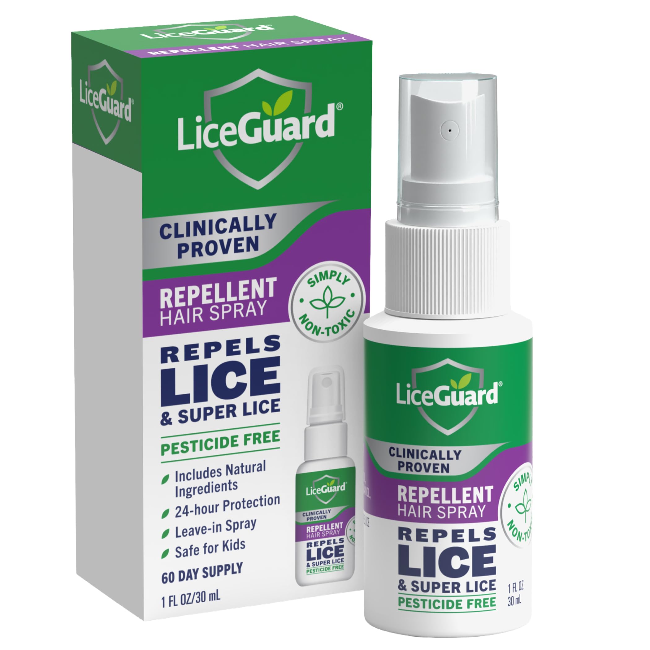 LiceGuard envase frontal mostrando el tamaño compacto y práctico
