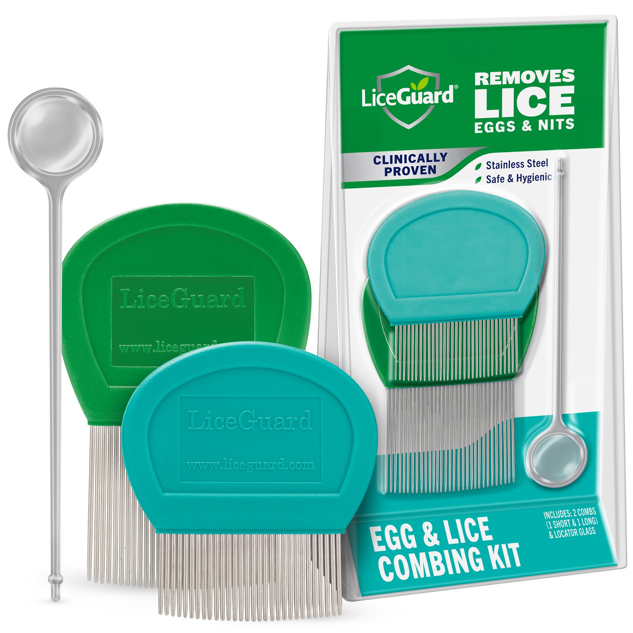 LiceGuard frente del kit mostrando peines y pick, herramienta completa para revisiones