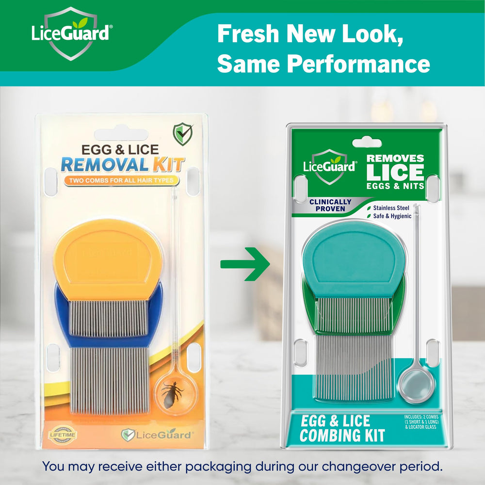 LiceGuard kit en entorno familiar sobre toalla, preparado para revisiones caseras