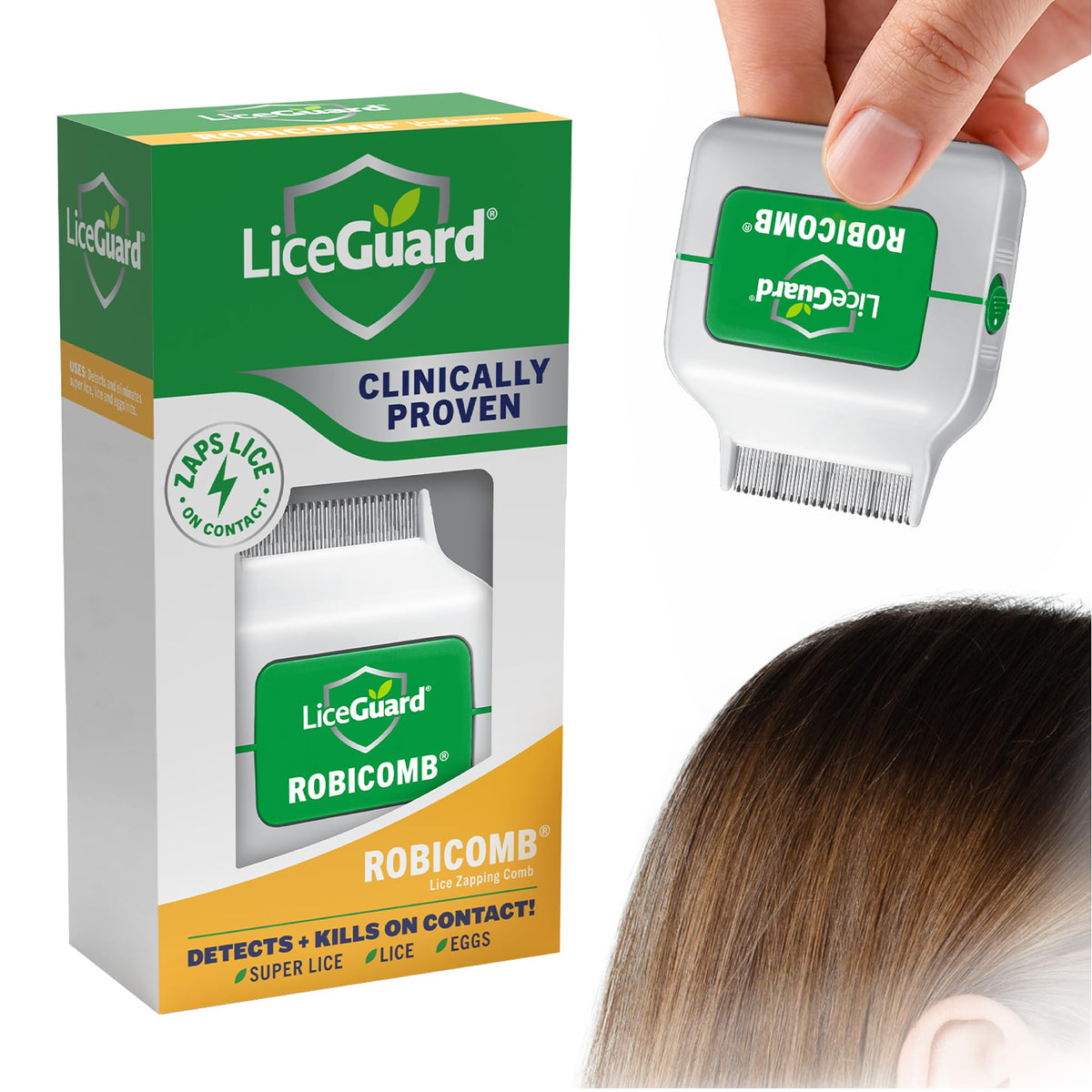 LiceGuard RobiComb vista frontal mostrando diseño compacto y portabilidad