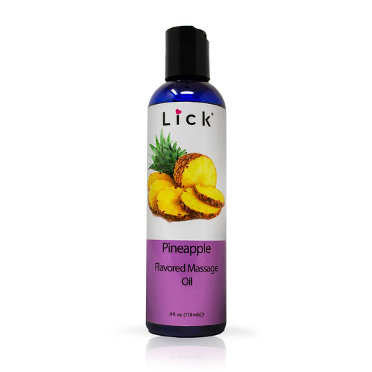 LICK botella frontal con aceite de piña, muestra aroma y presentación