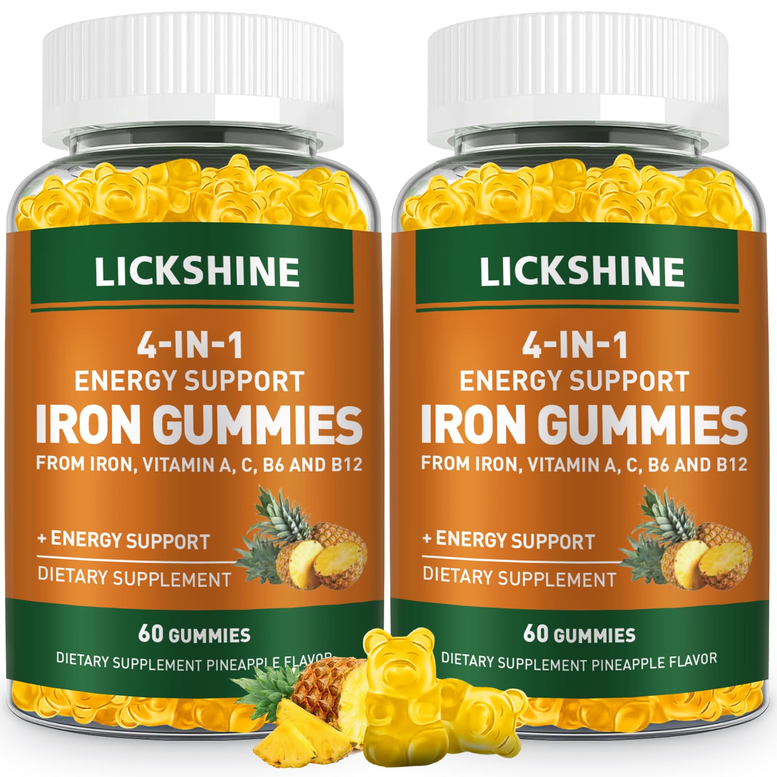 lickshine envase frontal mostrando 2 pack y 120 gomitas, fácil identificación