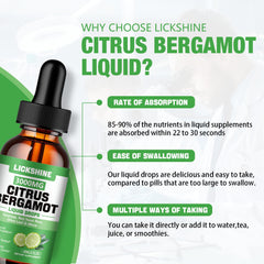  lickshine cítricos de bergamota frescos indicando origen italiano y nutrientes