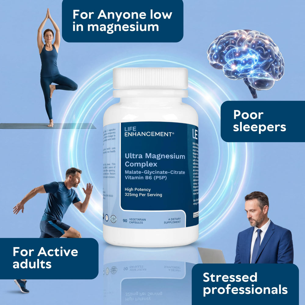 Life Enhancement botella abierta con cápsulas listas para tomar