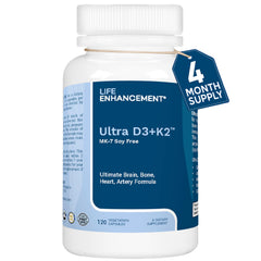 Life Enhancement frasco frontal mostrando 120 cápsulas y beneficios