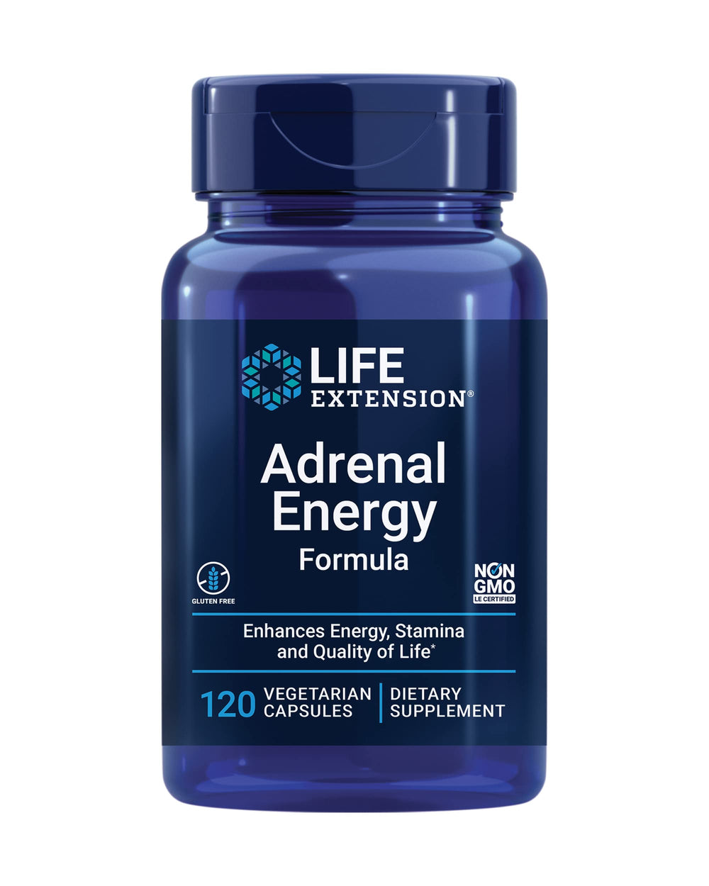 Life Extension frontal del envase mostrando fórmula y beneficio de energía