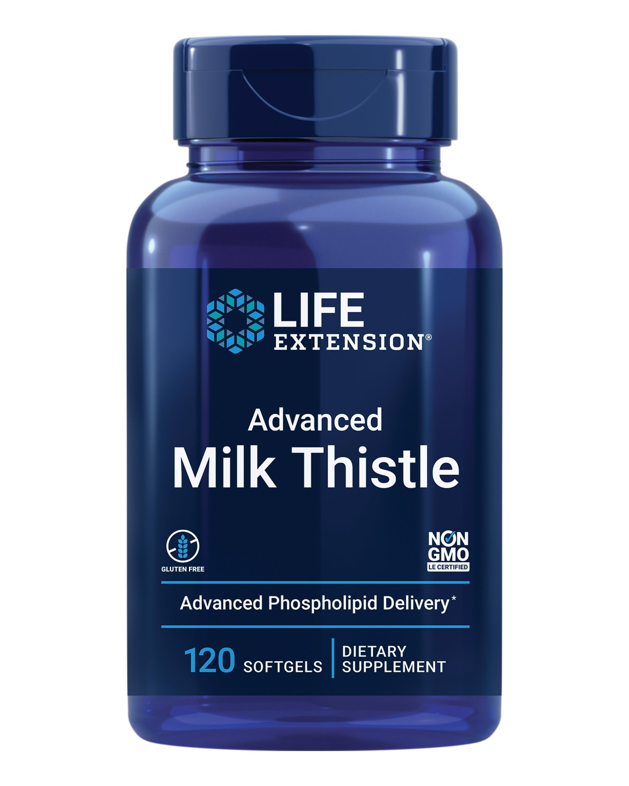 Life Extension frasco frontal mostrando etiqueta y beneficio hepático