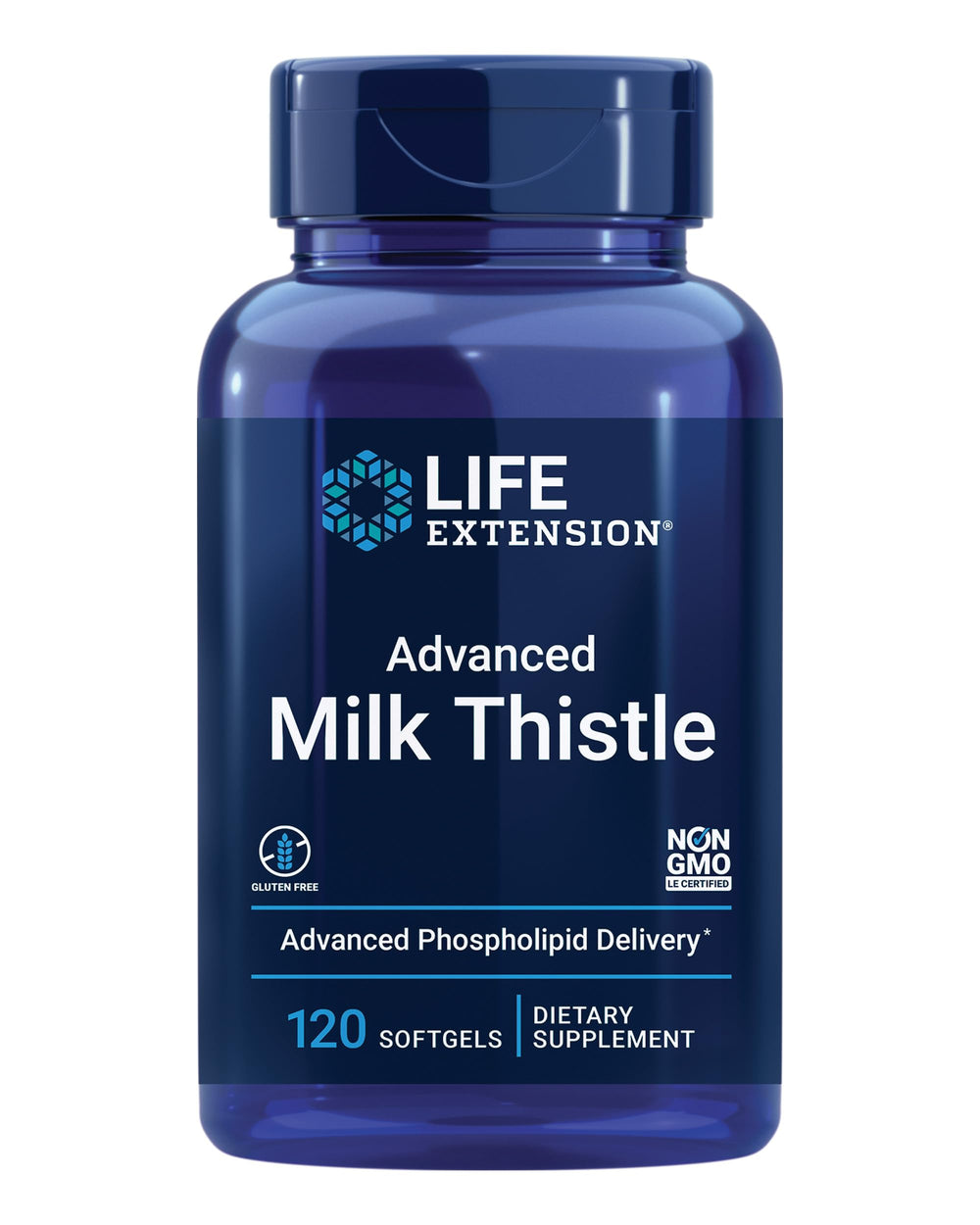 Life Extension frasco frontal mostrando etiqueta y beneficio hepático