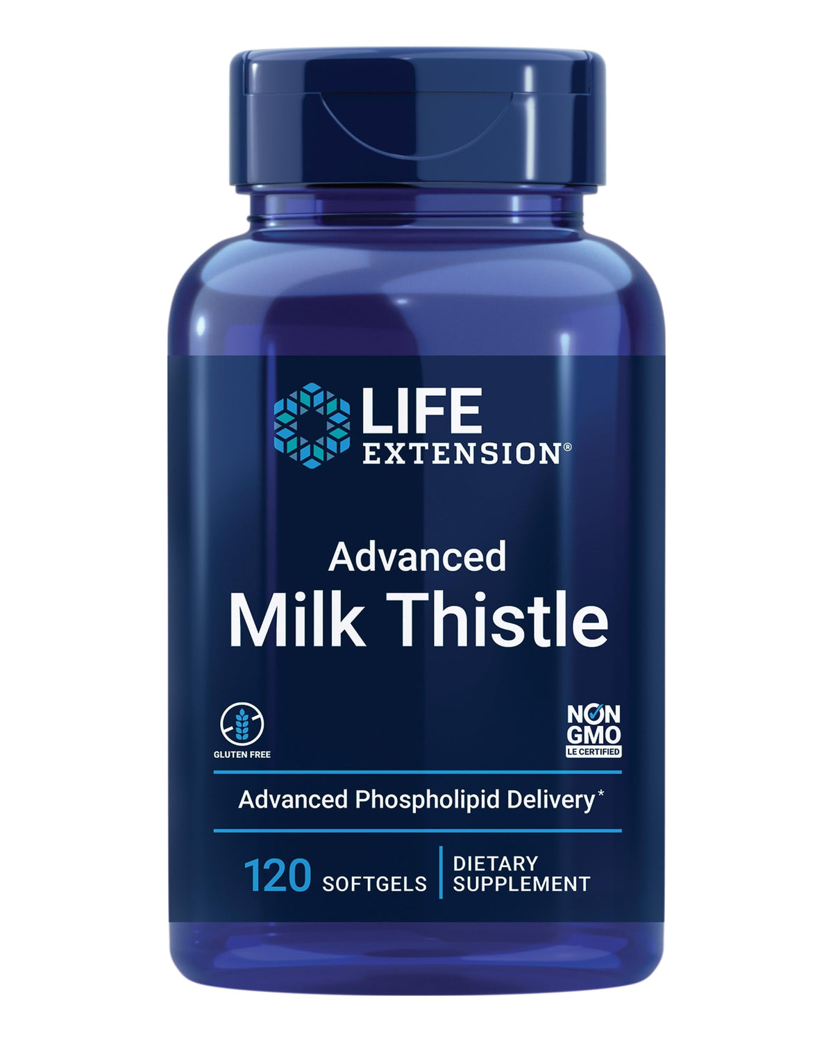 Life Extension frasco frontal mostrando etiqueta y beneficio hepático