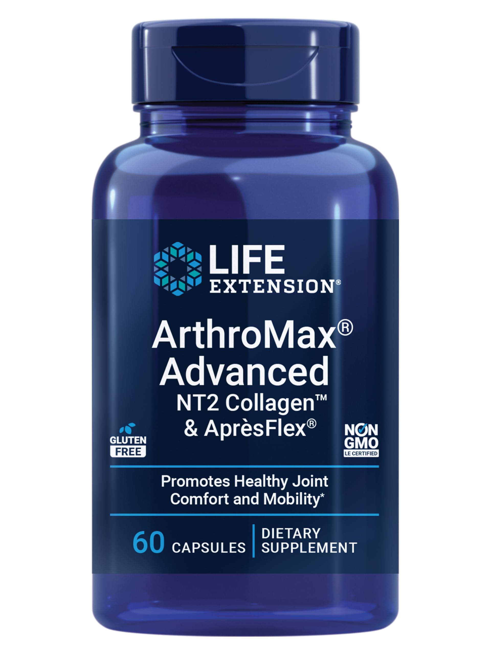Life Extension frontal del envase mostrando producto y beneficio de soporte articular