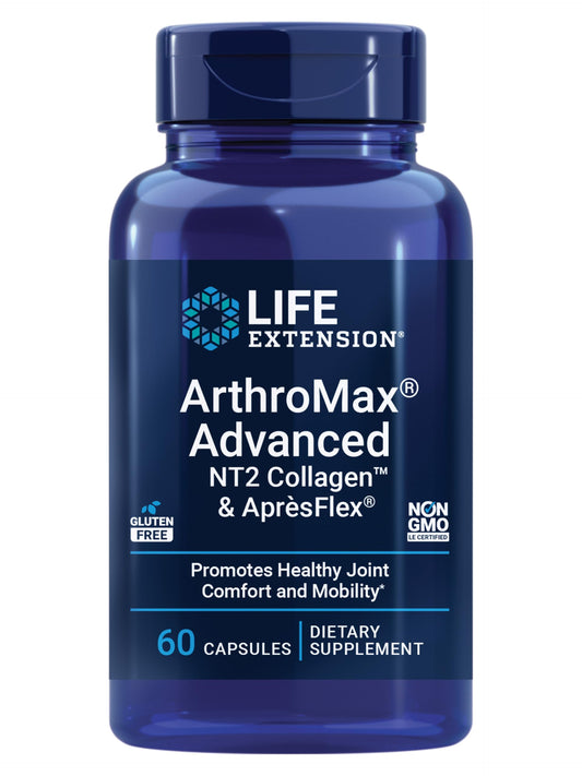 Life Extension frontal del envase mostrando producto y beneficio de soporte articular