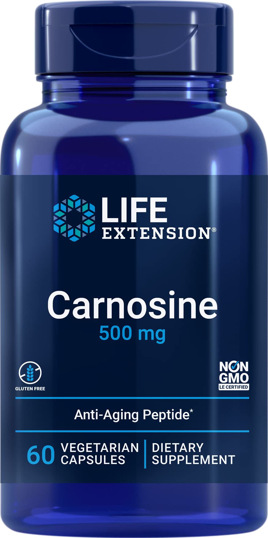 Life Extension envase frontal que muestra 60 cápsulas y diseño claro