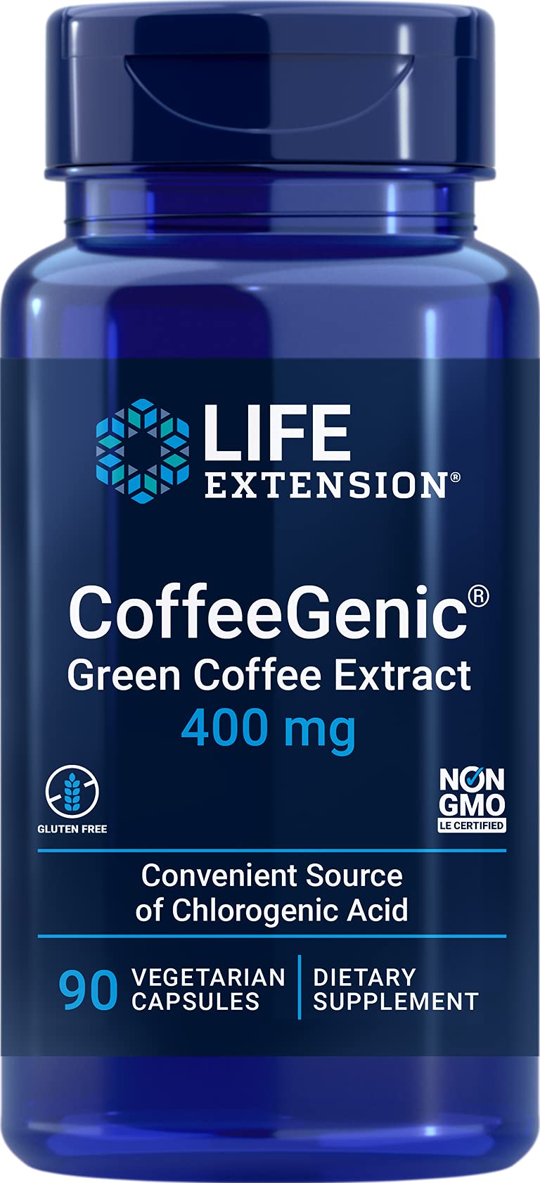Life Extension envase frontal del suplemento con diseño claro y beneficio de estandarización