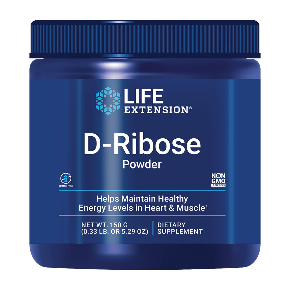 Life Extension envase frontal mostrando 150 g y beneficio energético