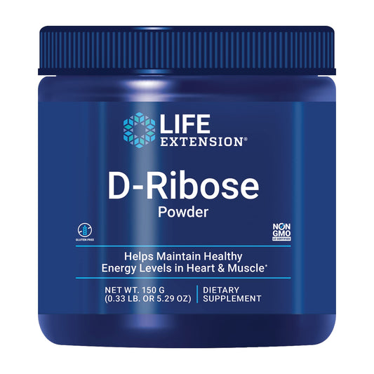 Life Extension envase frontal mostrando 150 g y beneficio energético