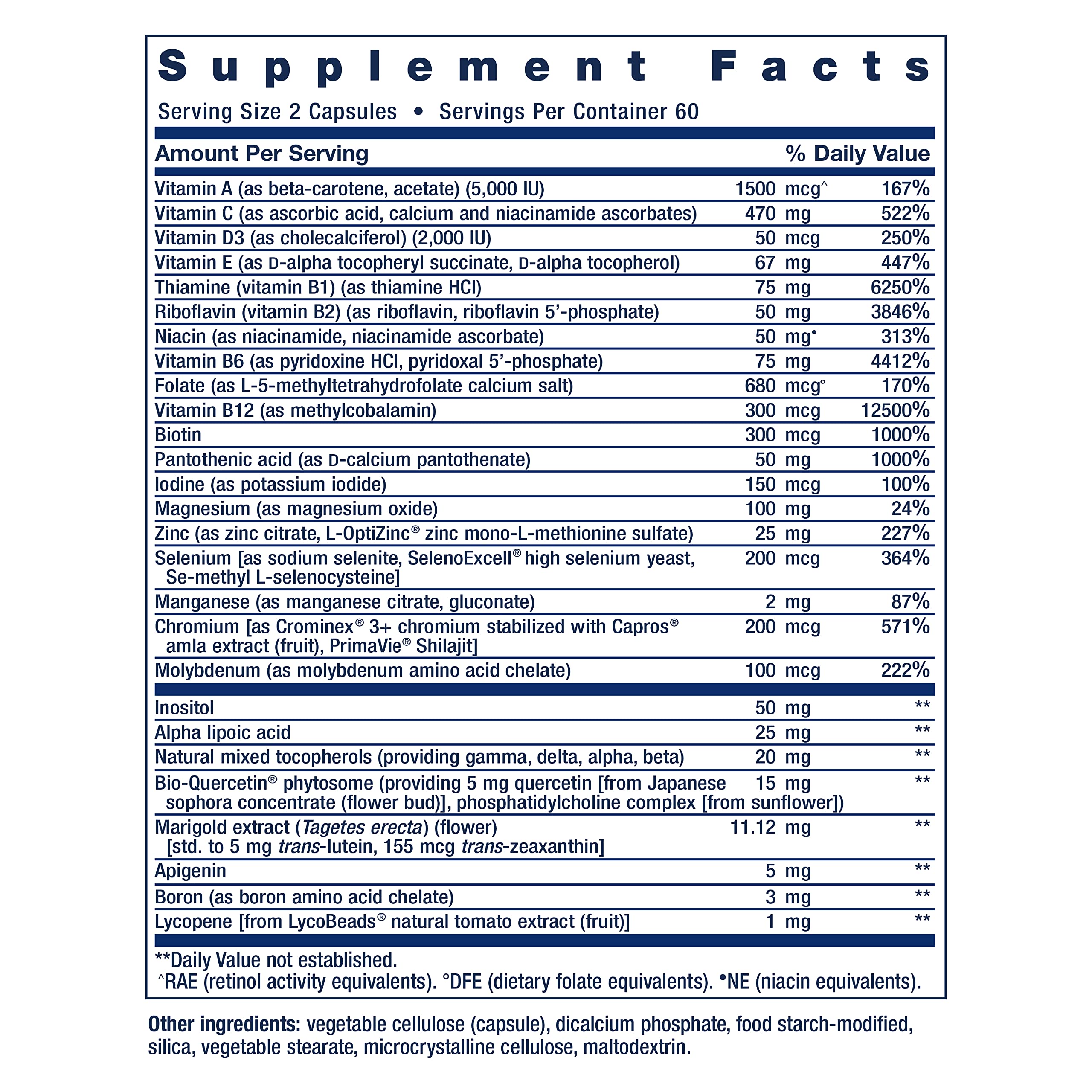 Life Extension etiqueta nutricional en detalle para verificar ingredientes