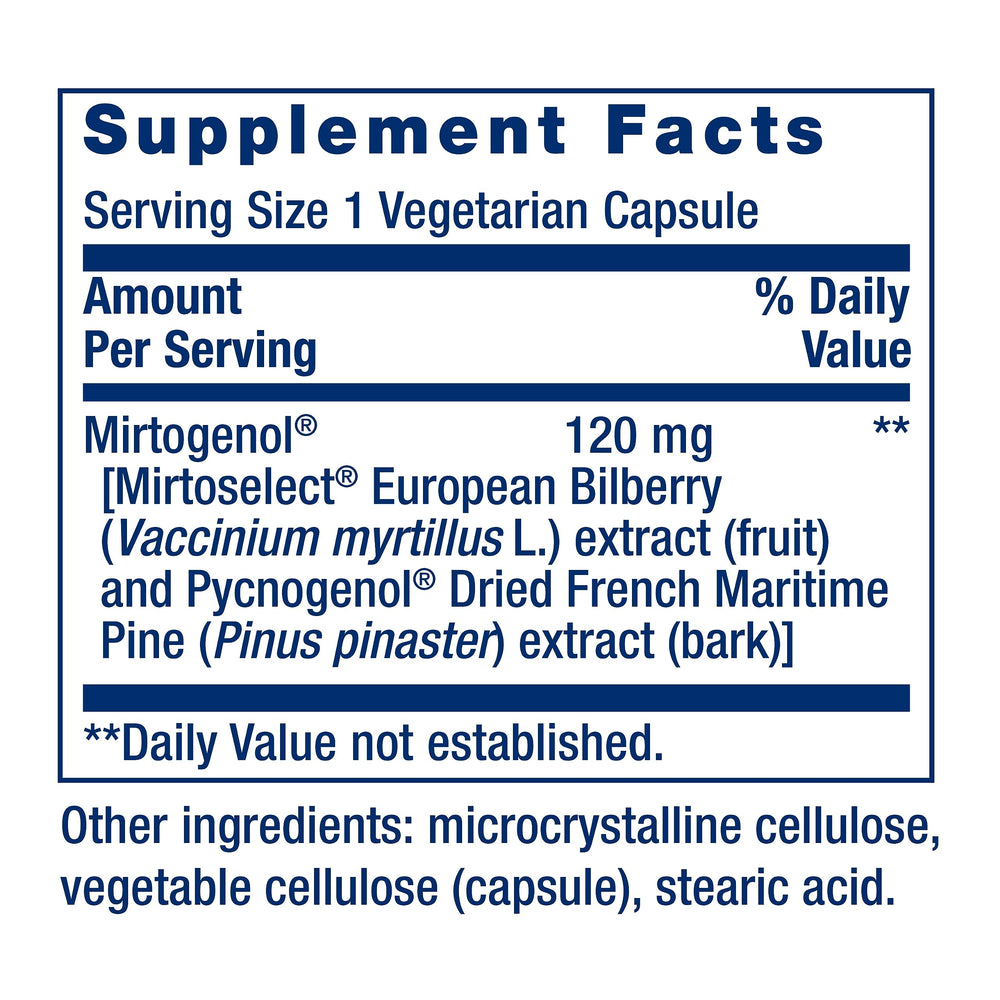 Life Extension primer plano de la etiqueta destacando ingredientes estandarizados