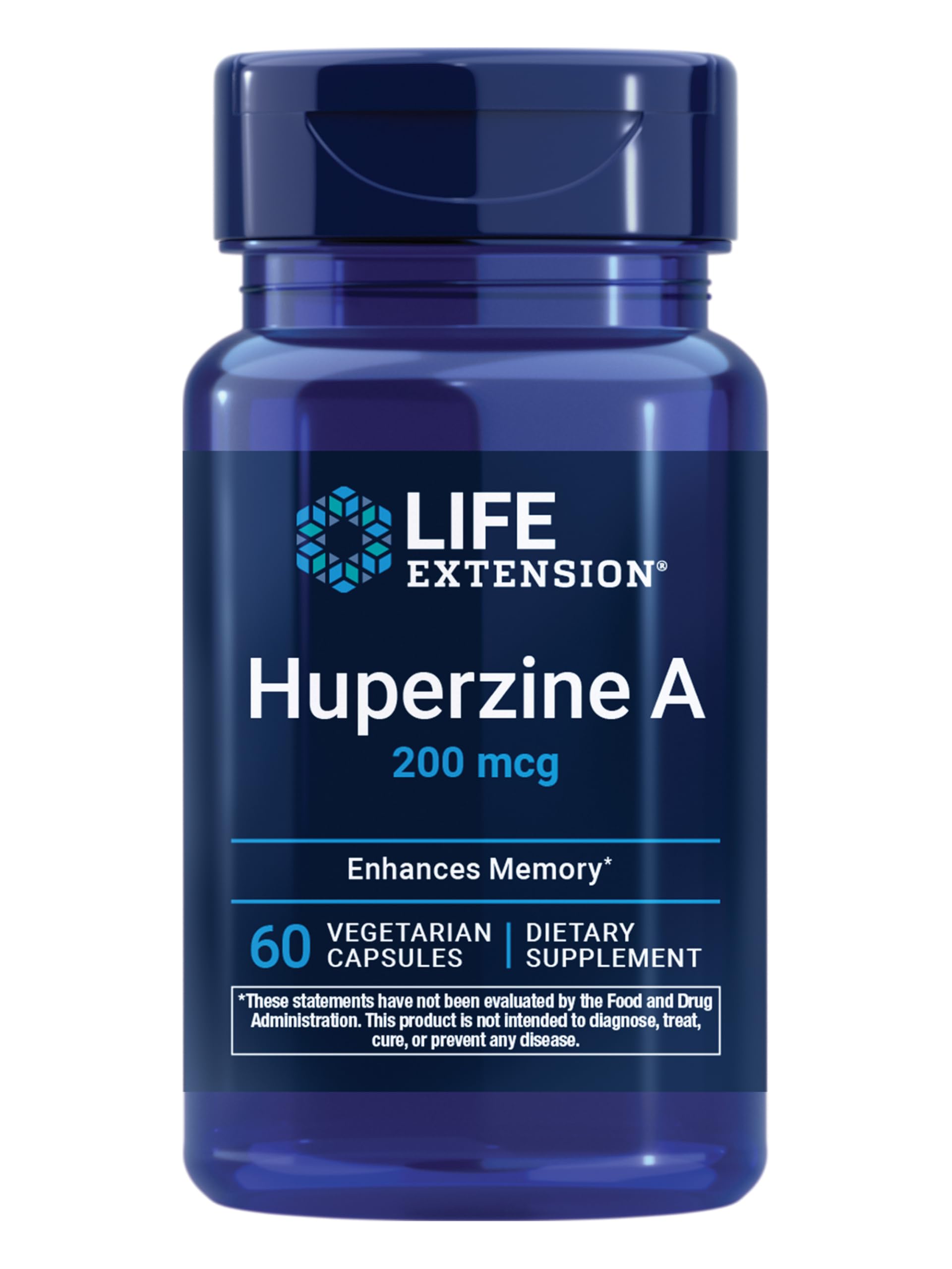 Life Extension envase frontal de Huperzine A mostrando etiqueta y beneficios