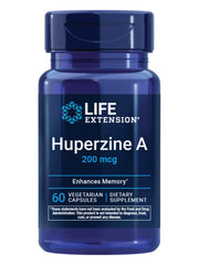 Life Extension envase frontal de Huperzine A mostrando etiqueta y beneficios