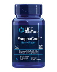 Life Extension frasco EsophaCool frente mostrando etiqueta y beneficio digestivo