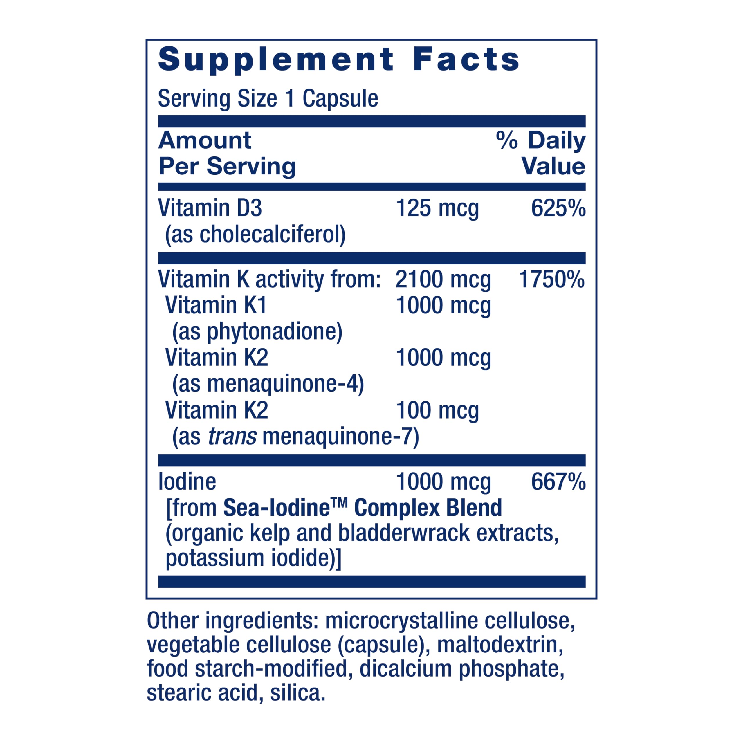 Life Extension etiqueta con ingredientes y dosis para transparencia