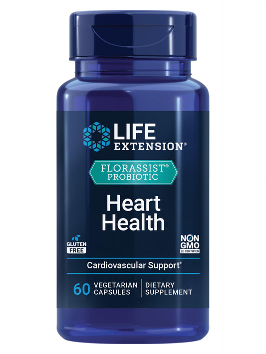 Life Extension frasco frontal mostrando etiqueta y beneficio cardiovascular