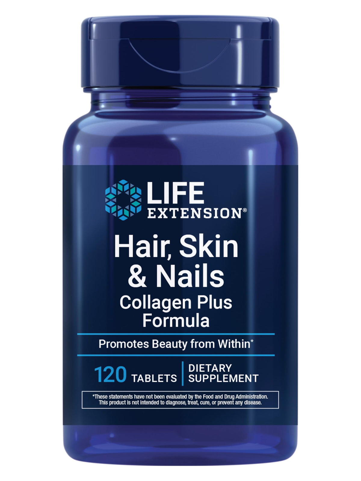 Life Extension frasco frontal mostrando etiqueta y cantidad, claridad del producto