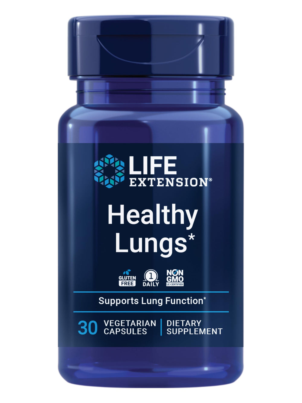 Life Extension frasco frontal mostrando diseño y 30 cápsulas, claridad de dosis