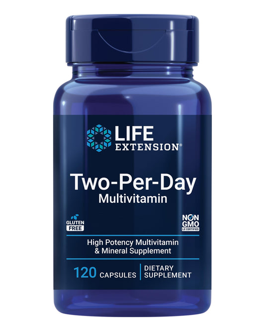 Life Extension envase frontal mostrando marca y suministro de dos meses, confianza visual