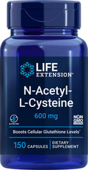 Life Extension frasco frontal de NAC 600 mg, presentación clara y confianza