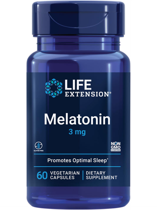 Life Extension envase frontal de melatonina 3 mg, confianza y pureza