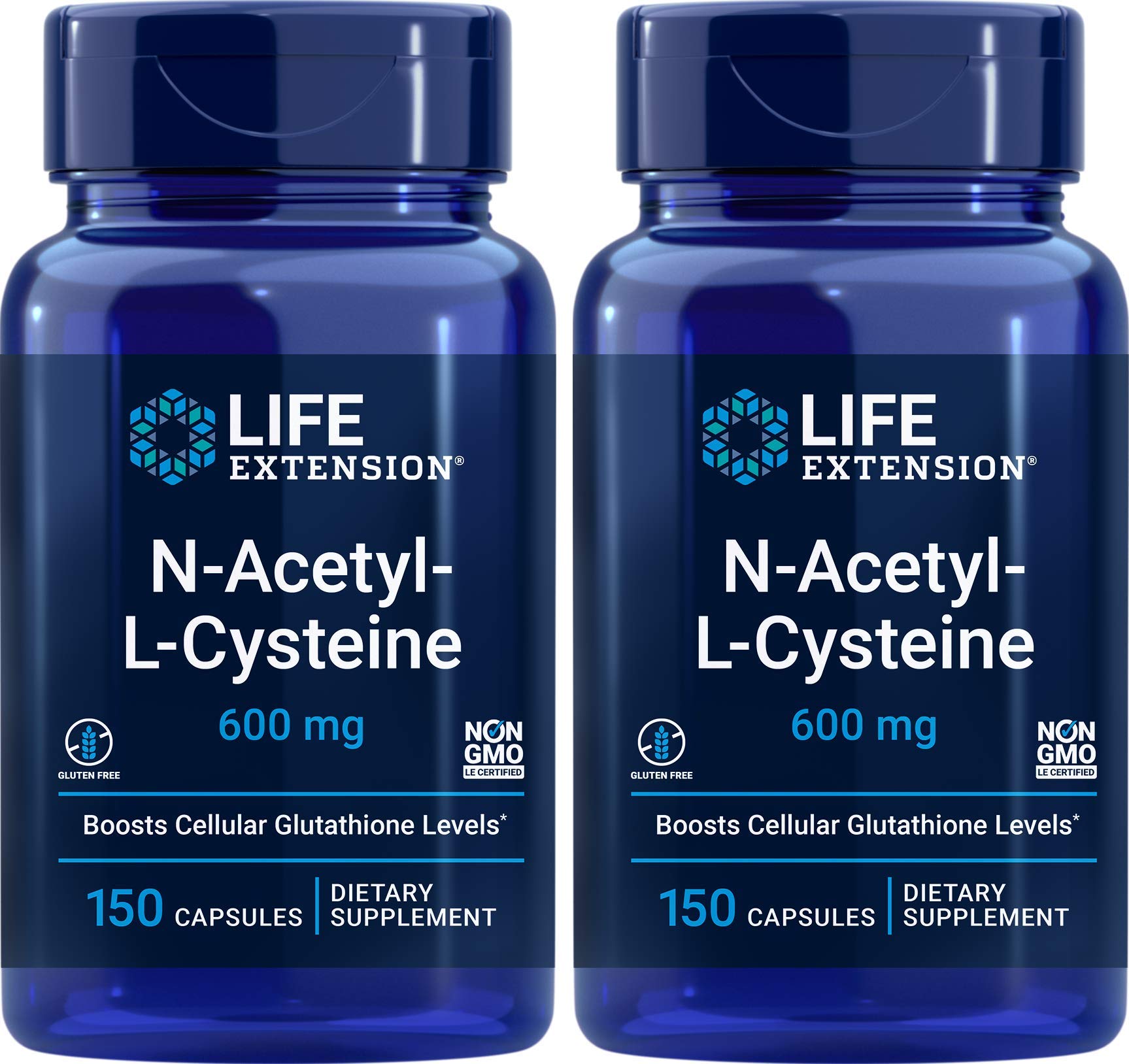 Life Extension envase frontal NAC 600 mg mostrando diseño y cantidad