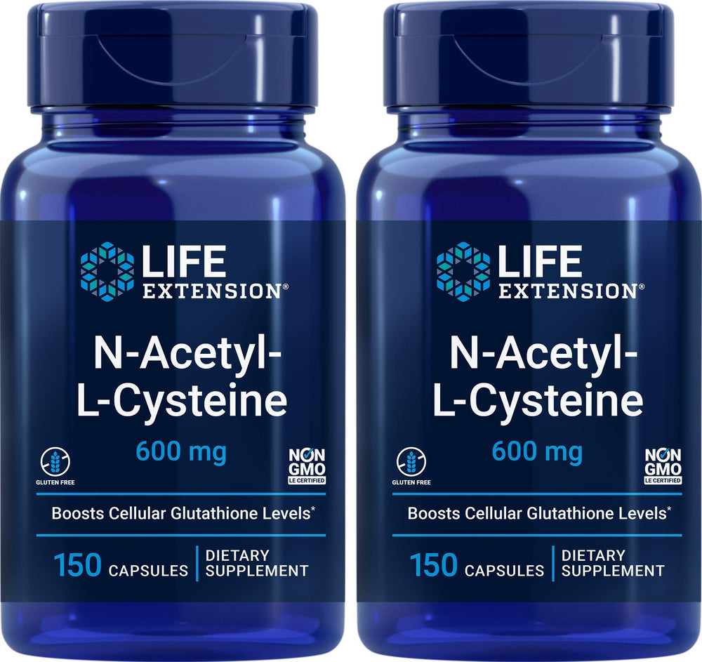 Life Extension envase frontal NAC 600 mg mostrando diseño y cantidad